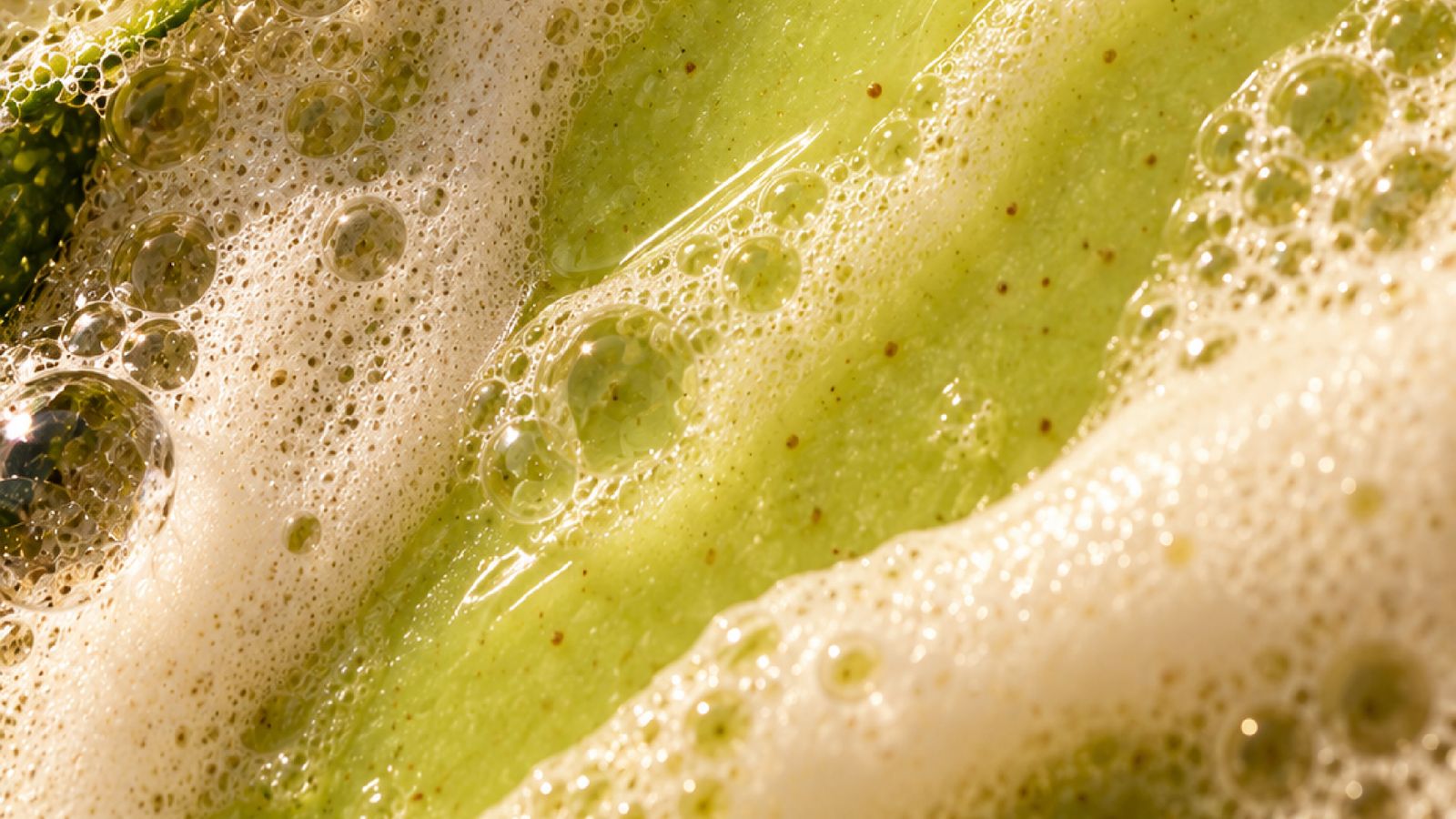 Lime-green lather close-up